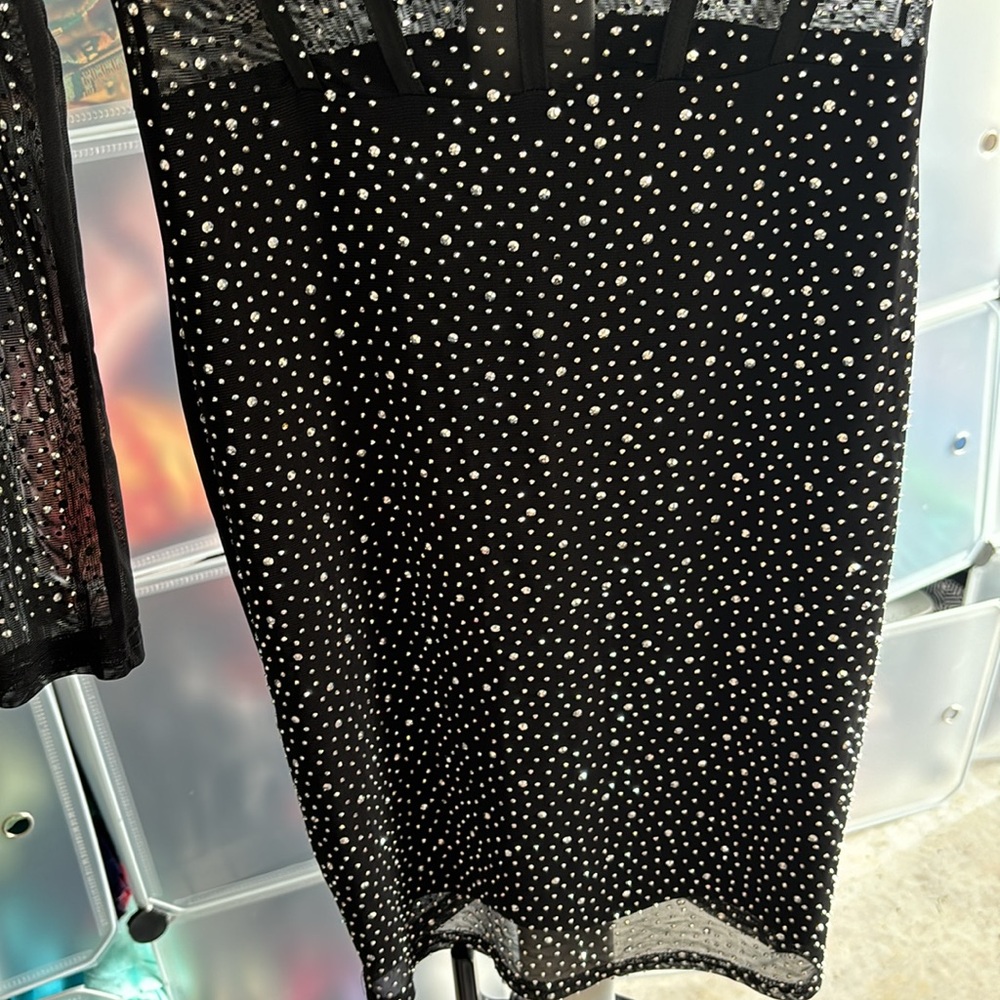 Black Rhinestone Bodycon Dress - Picture 3 of 4